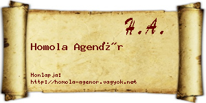 Homola Agenór névjegykártya